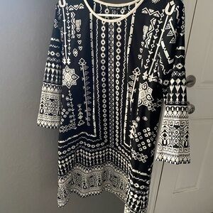 Melange Black and White Patterned Dress